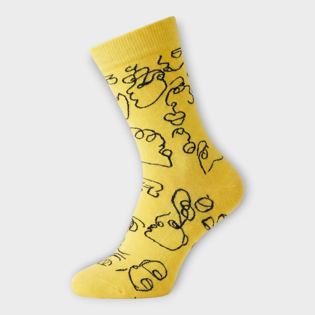 Bunte Unisex Socken Geschenkbox – 3 Paar Design-Socken (Gesichter & Punkte)