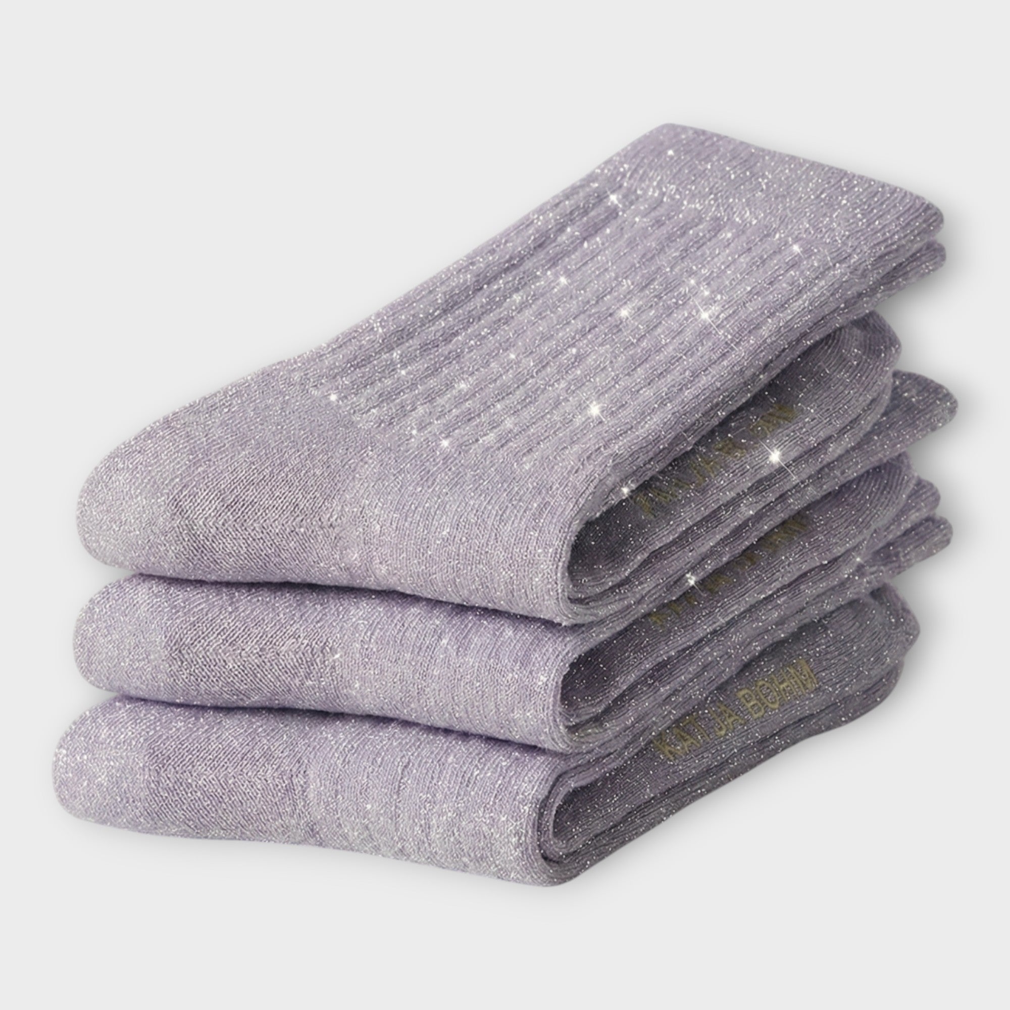 Damen Glitzer-Socken | Lila (Lilac) | Bio-Baumwoll-Mix | Öko-Tex Zertifiziert | 3 Paar