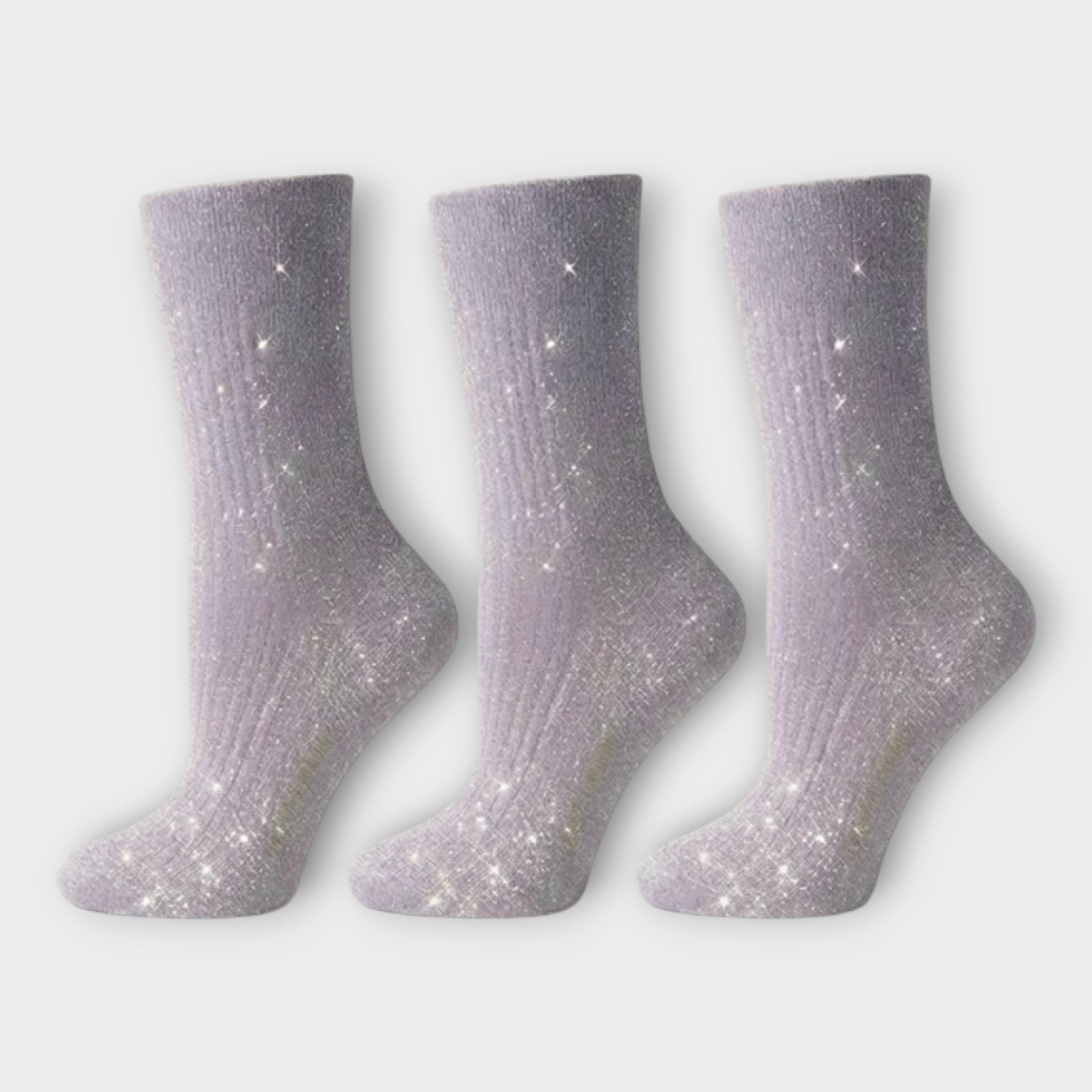 Damen Glitzer-Socken | Lila (Lilac) | Bio-Baumwoll-Mix | Öko-Tex Zertifiziert | 3 Paar