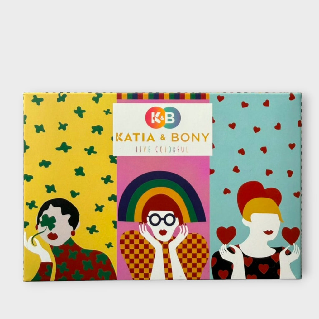 Damen Socken Geschenkbox "Art Collection" | 3er-Set mit Herz- & Glücksmotiven | Bio-Baumwolle