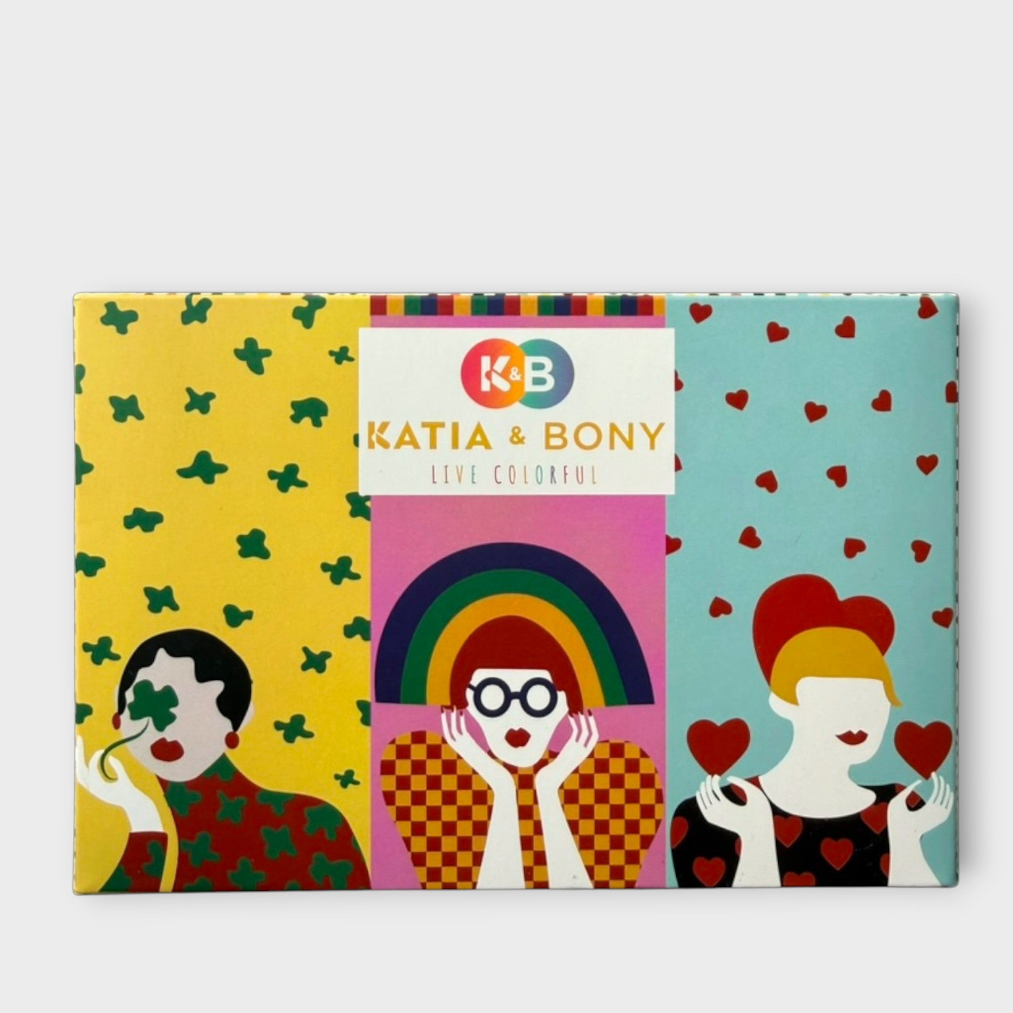 Damen Socken Geschenkbox "Art Collection" | 3er-Set mit Herz- & Glücksmotiven | Bio-Baumwolle