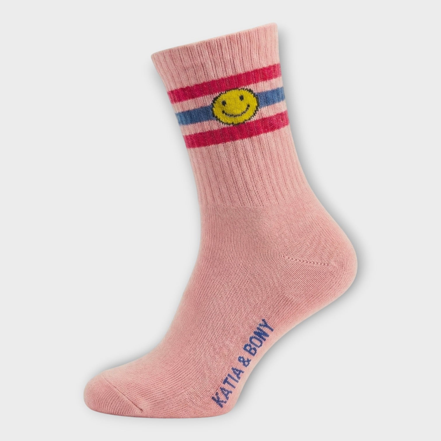 3er Set bunte Kinder Socken mit Smiley Motiven in Rosa, Blau und Pink. Marke Katia & Bony.