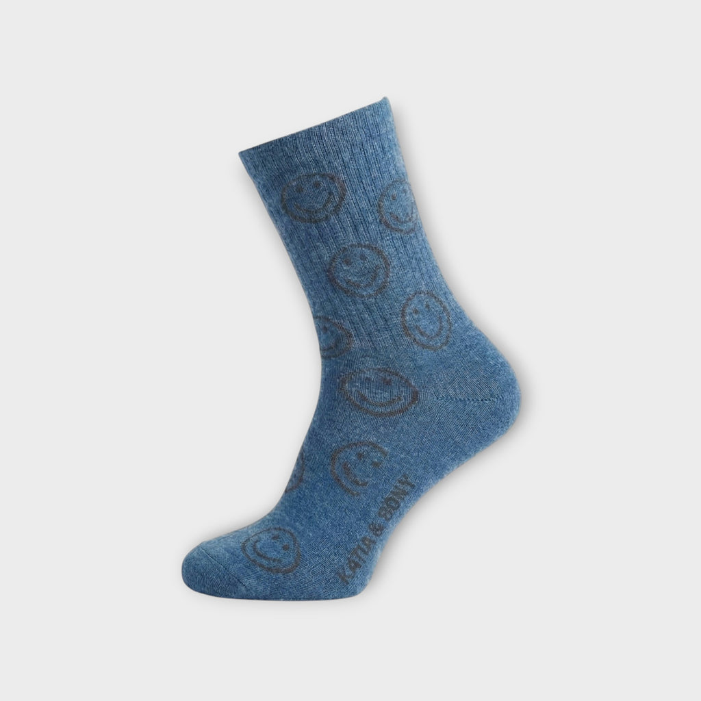 3er-Pack Kinder Socken "Happy Smile" | Bunter Smiley-Mix (Pink, Blau) | Bio-Baumwoll-Mix