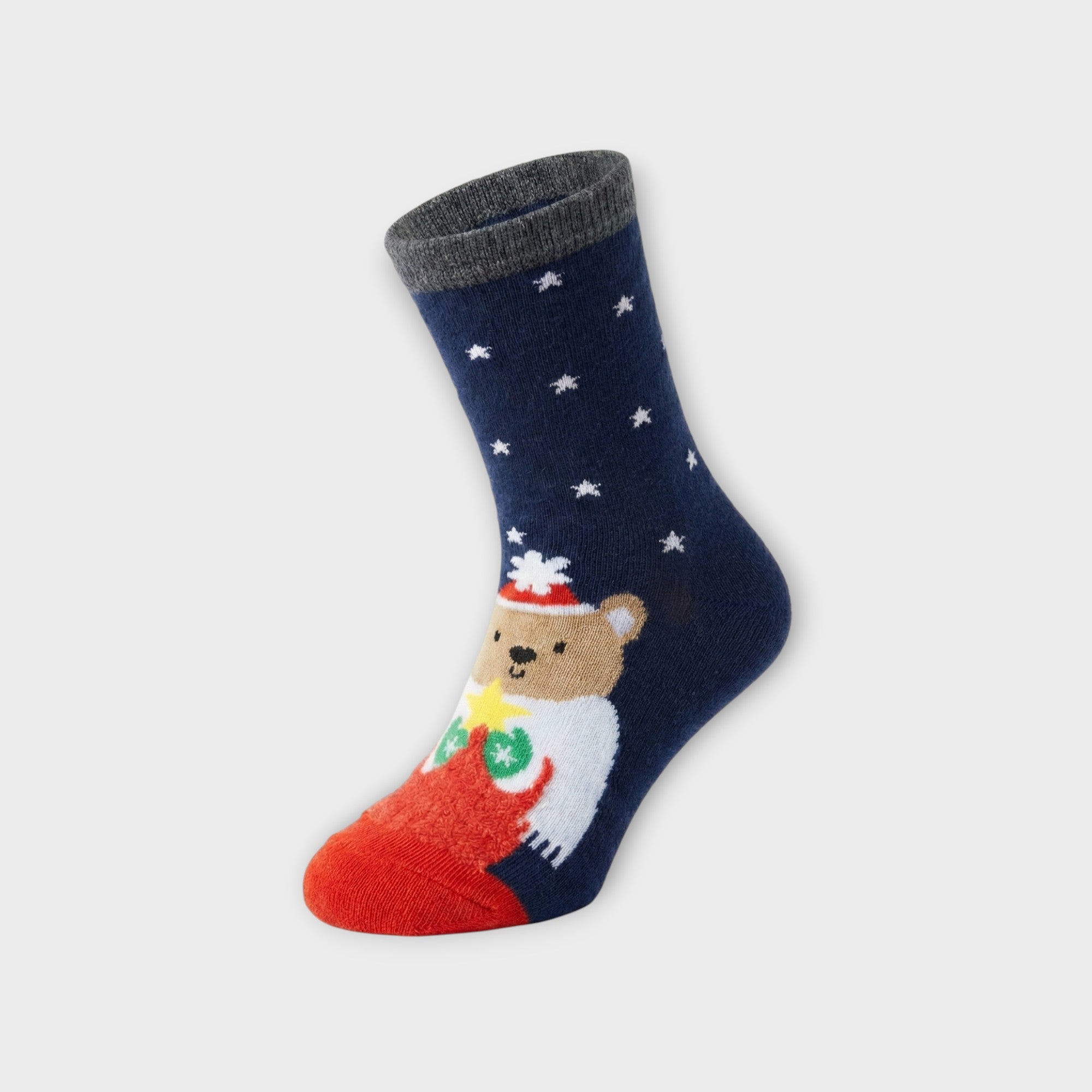Kuschelige Weihnachts-Socken für Kinder (4 Paar) – Rentier, Bär, Igel & Hund