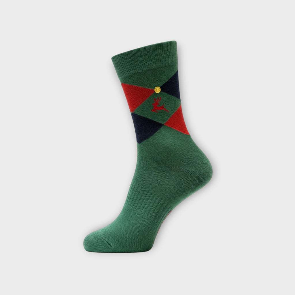 Premium Kindersocken 2-Pack "Classic Winter" – Karomuster & Rot – Baumwoll-Mix