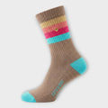 Retro-Stricksocken | Kuschelige Baumwollmischung | Beige mit bunten Streifen