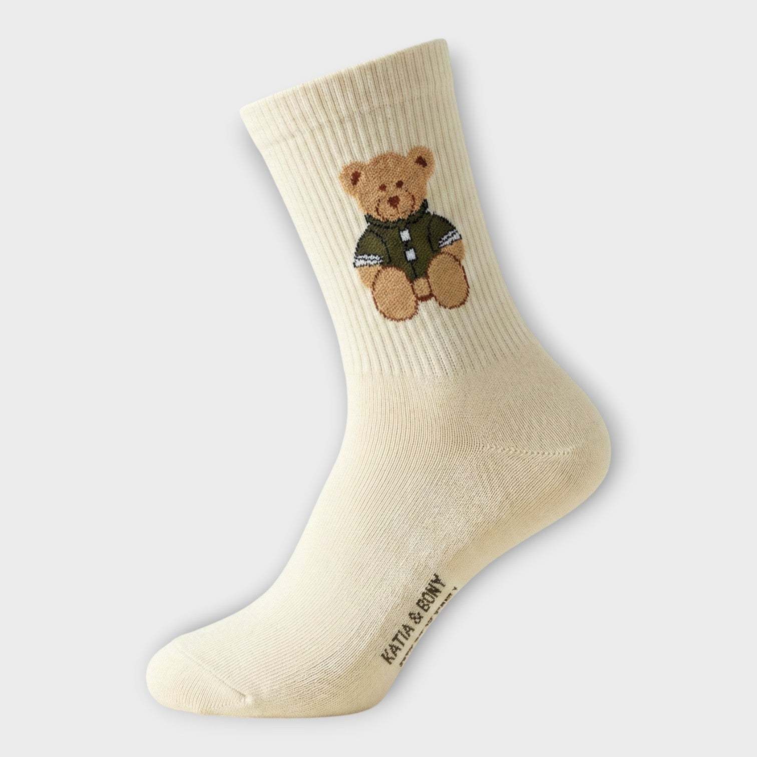 Unisex Teddy Socken mit Bären-Motiv | Oeko-Tex Zertifiziert & Fair Produziert | Weiche Baumwolle (Schwarz, Creme, Braun)